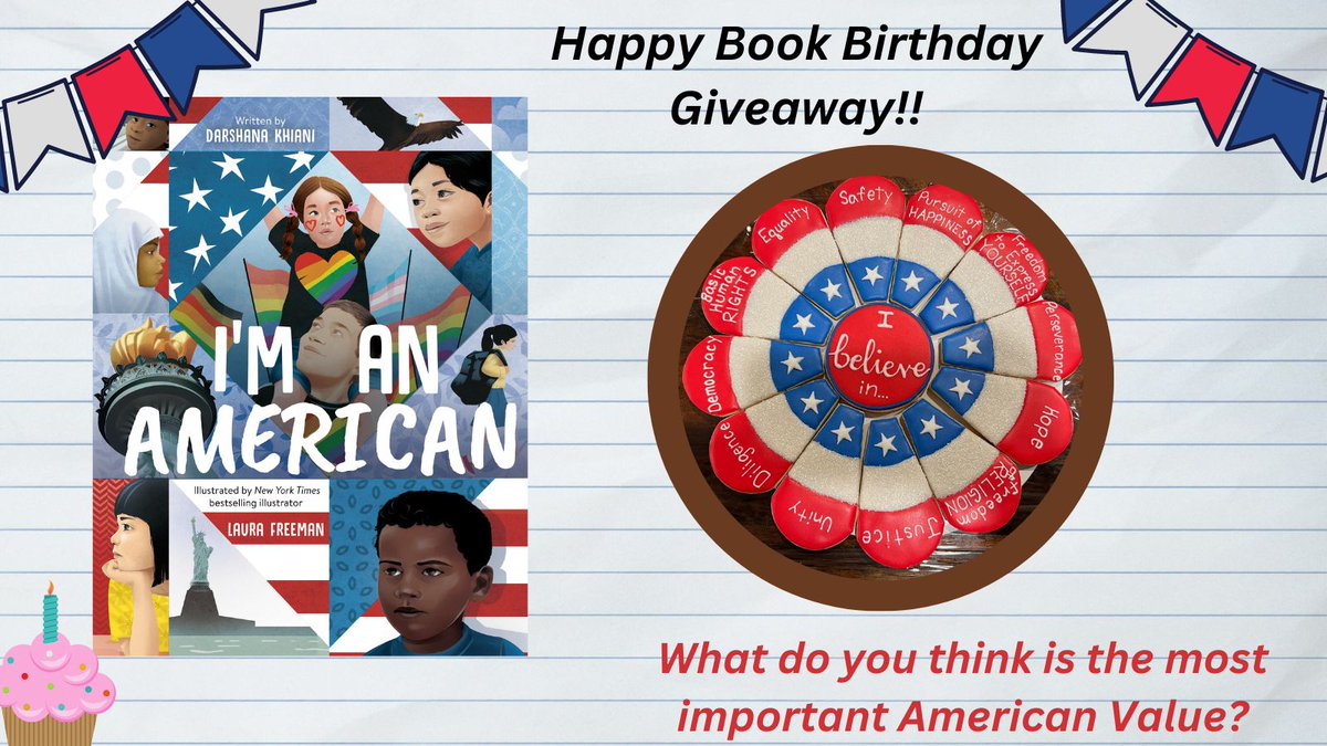 darshanakhiani's tweet photo. 🇺🇸  Book Birthday Giveaway! 🎂
To enter this #bookgiveaway:
🗒️Tell me what is your favorite American value
❤️Like &amp; RT
😃Bonus: Tag a friend

US only. Ends May 5, 11:59pm PST. Winner announced May 8. #teachers #edutwitter #schoollibrary #imanamerican #diversity #americanhistory https://t.co/BCwoXLVALm