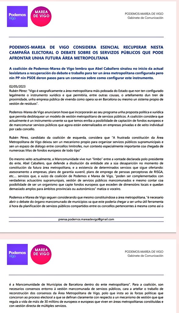 PodemosVigo's tweet photo. 📄Dende Podemos-Marea de Vigo plantexamos a volta ó debate sobre a creación de servizos públicos cunha Área Metropolitana paralizada por Caballero e Feijóo.
@PodemosVigo
@MareaVigo
@Meli__Vazquez
@rubenperezEU https://t.co/o72NQEJe4U
