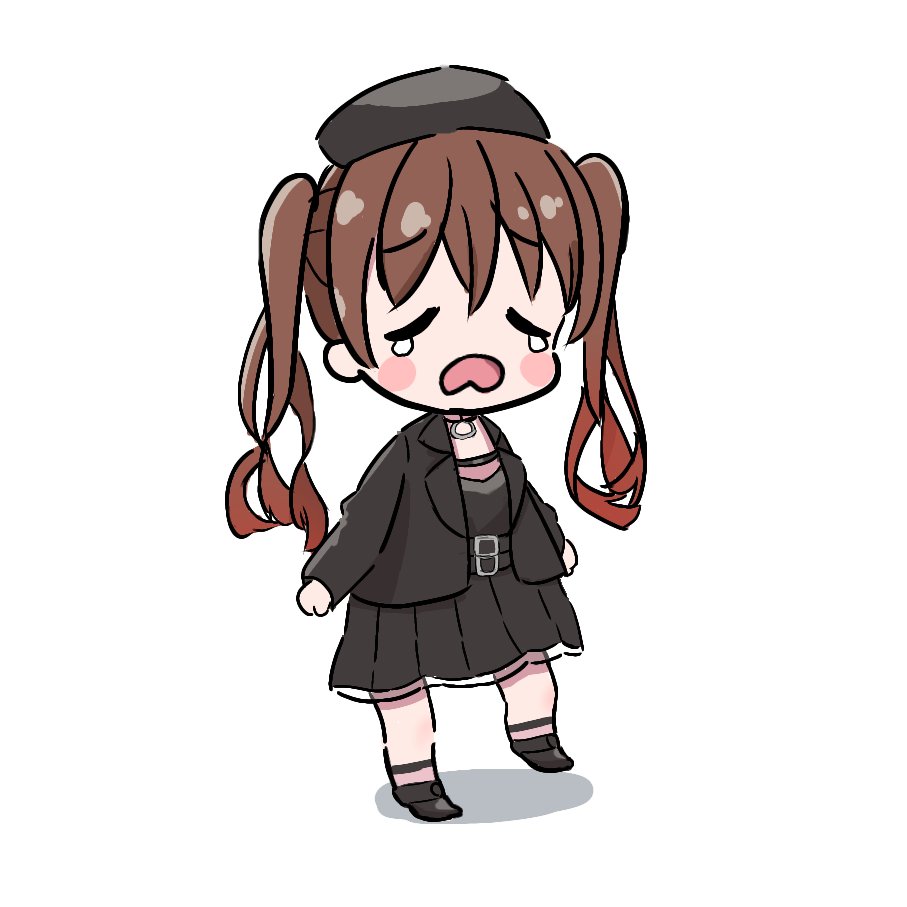 1girl twintails chibi solo brown hair hat closed eyes  illustration images