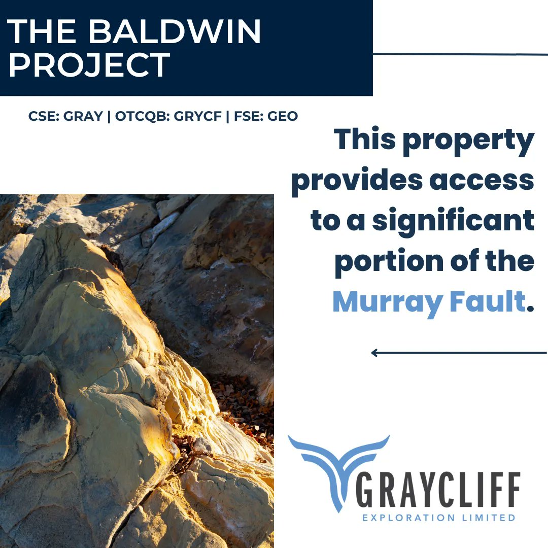 GraycliffExplor's tweet photo. An exciting feature of the Baldwin Project is that it provides access to a portion of the Murray Fault, which is a major geological structure associated with gold deposits!

Visit our website to stay updated on our progress ➡️ https://t.co/vPYrGwPrs5

$GRAY $GRAY.C $GRYCF https://t.co/RNcQXkMm9m