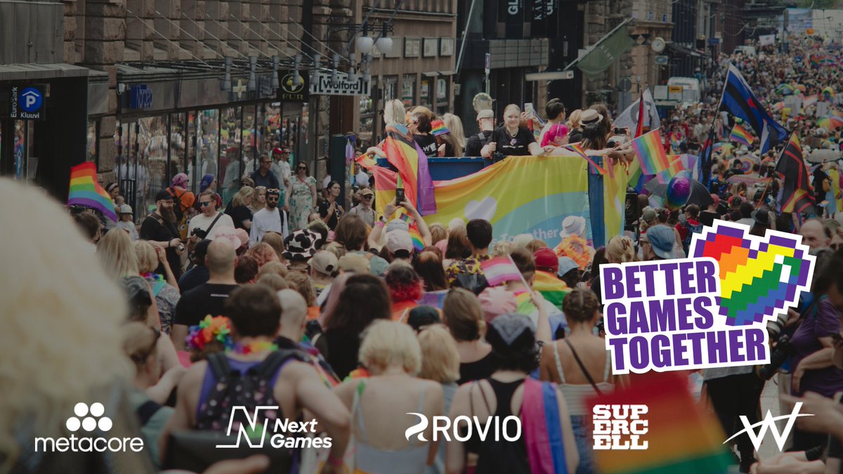 supercell's tweet photo. Better Games Together strives to take meaningful actions to support the LGBTQIA+ community and to move towards a more diverse and inclusive game industry. 
https://t.co/bLifB8Zjuj
#bettergamestogether #HelsinkiPride https://t.co/srQGKExSvm