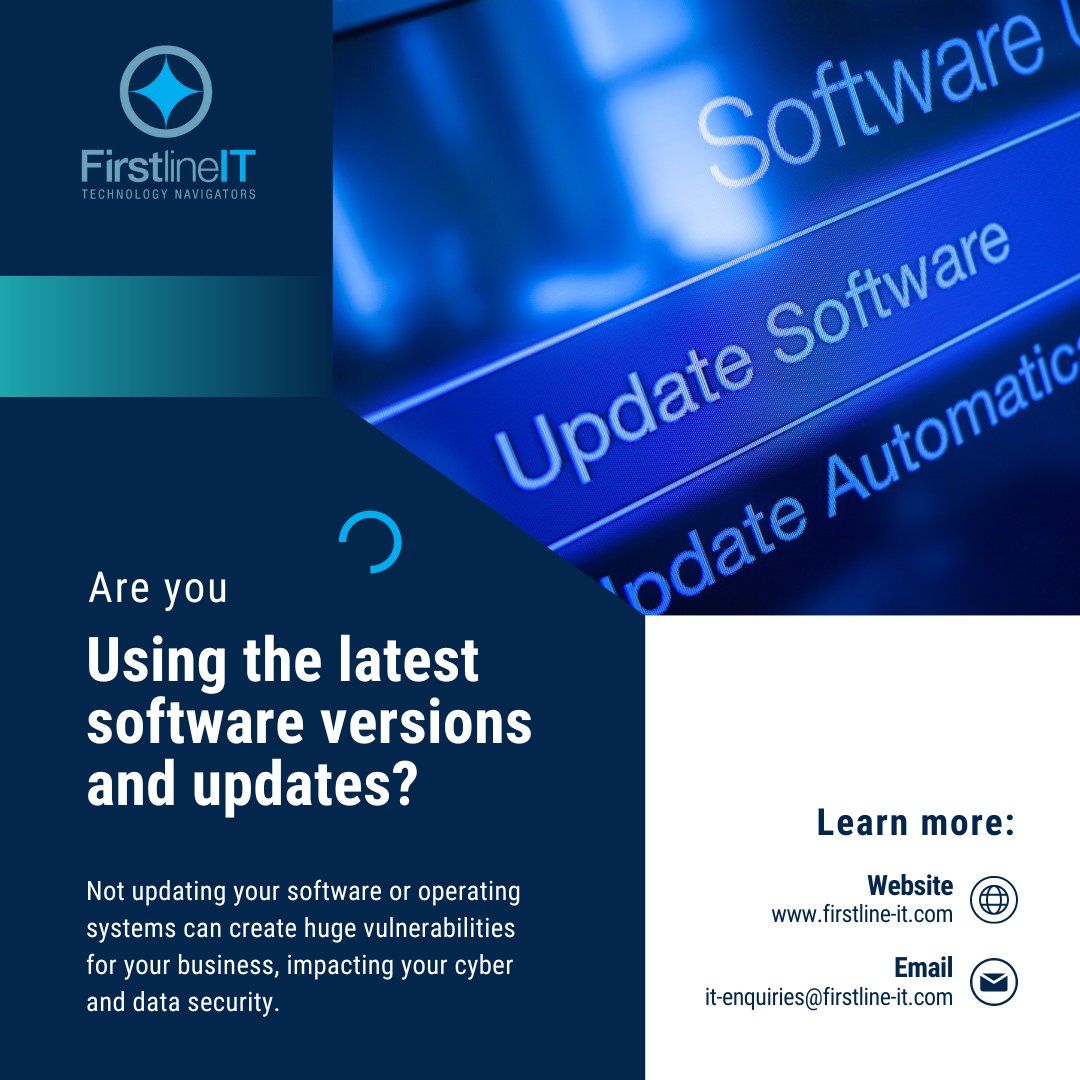 Are you running the latest software versions?👀

Failing to update software and operating systems can leave your business extremely vulnerable to cyber threats⚠️

If you need support with upgrading your systems to keep them secure, get in touch with us: bit.ly/3RYJy2z