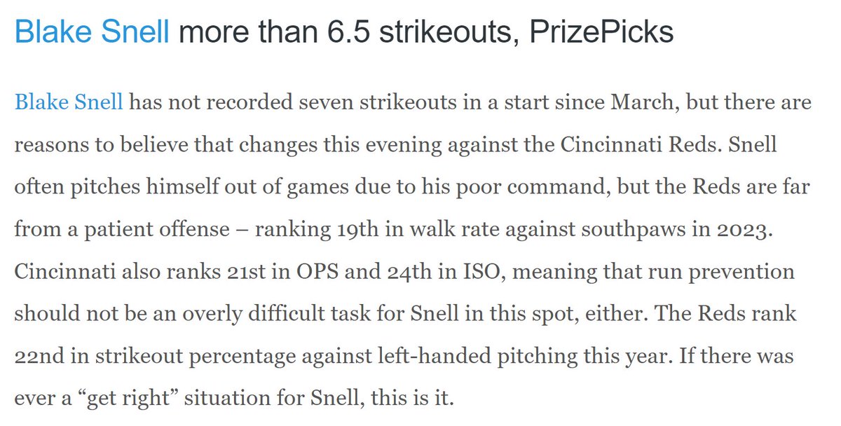 CommishFilmRoom's tweet photo. We are over a month into the season and still hitting north of 70% on pitching props for the @RotoGrinders community 🔥🔥🔥

⚾️ (TOR) J. Berrios u4.5 strikeouts✅
⚾️ (CHC) D. Smyly u4.5 strikeouts✅
⚾️ (SD) B. Snell o6.5 strikeouts✅

#MLB | #GamblingTwitter https://t.co/GXi0ibeJGL