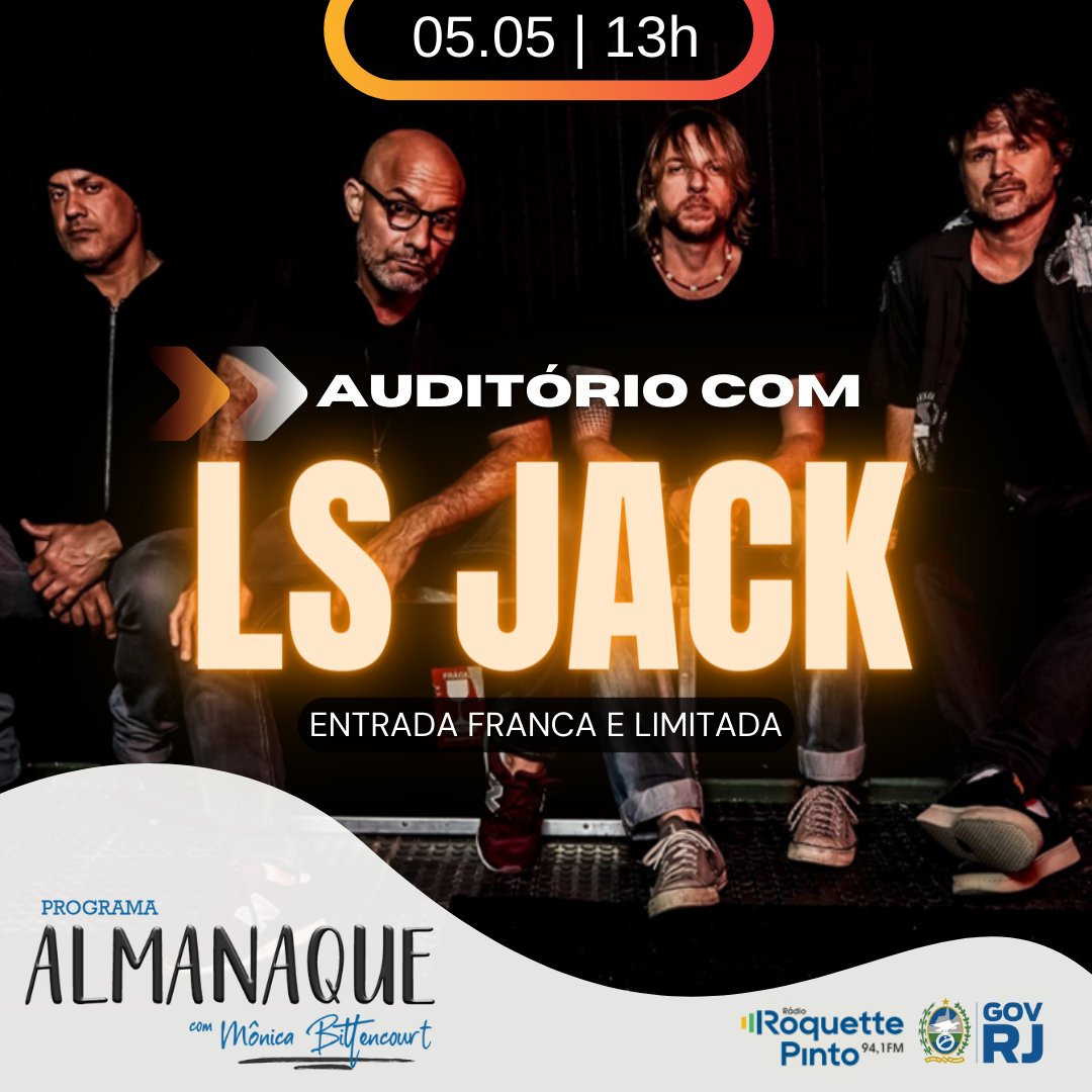 radioroquette's tweet photo. Um dos maiores fenômenos musicais do início dos anos 2000, a banda LS Jack está de volta aos palcos de todo o Brasil em turnê🎵
Nesta sexta dia 5, os artistas vão agitar o auditório da @radioroquette, a partir das 13h. Entrada franca e limitada, reserve o seu ingresso #LSjack https://t.co/sncdbqxPS5