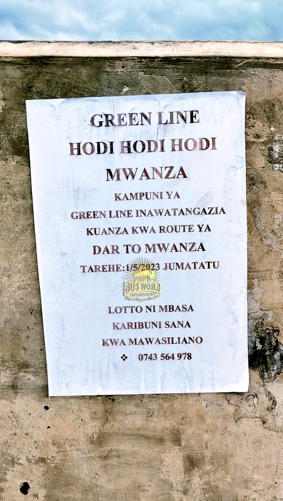 BusWorldTZ's tweet photo. Mwanza mmefikiwa yaani Lotto ni 𝙈𝘽𝘼𝙎𝘼!
#Greenlinebus #busworldtanzania
Bon Voyage I Safari njema
Fasten your seatbelt I Funga mkanda https://t.co/mlXrb0icu9