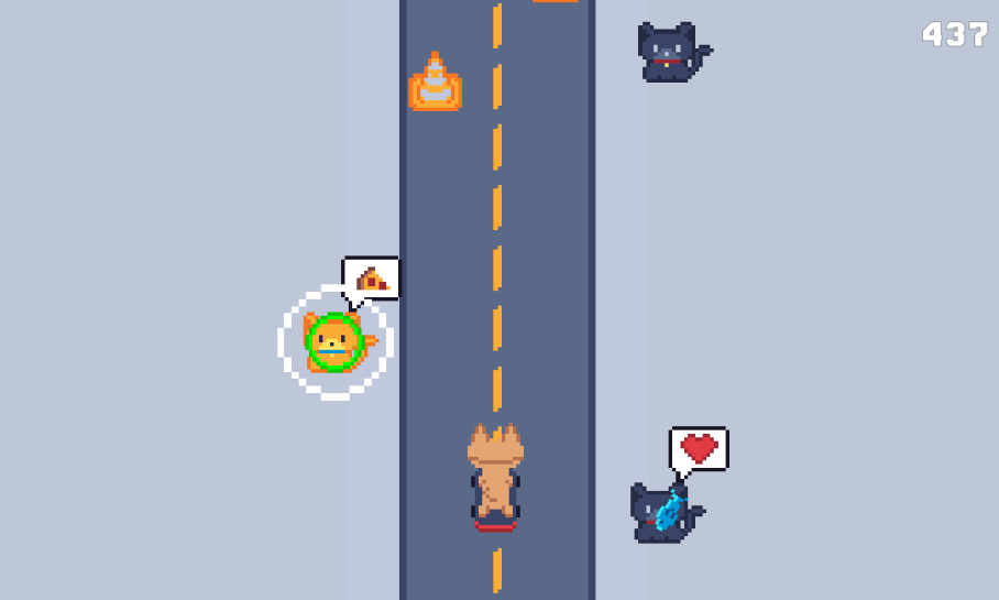 adriel_df's tweet photo. I participated in this Ludum Dare 53 and did a COMPO game! I'm really proud that I could make it in time!
The theme was Delivery and the game is about a cat that delivers pizza and fish on a skateboard.
You can check my entry here: https://t.co/rvUmZZjE4Z https://t.co/CbkycELTHp
