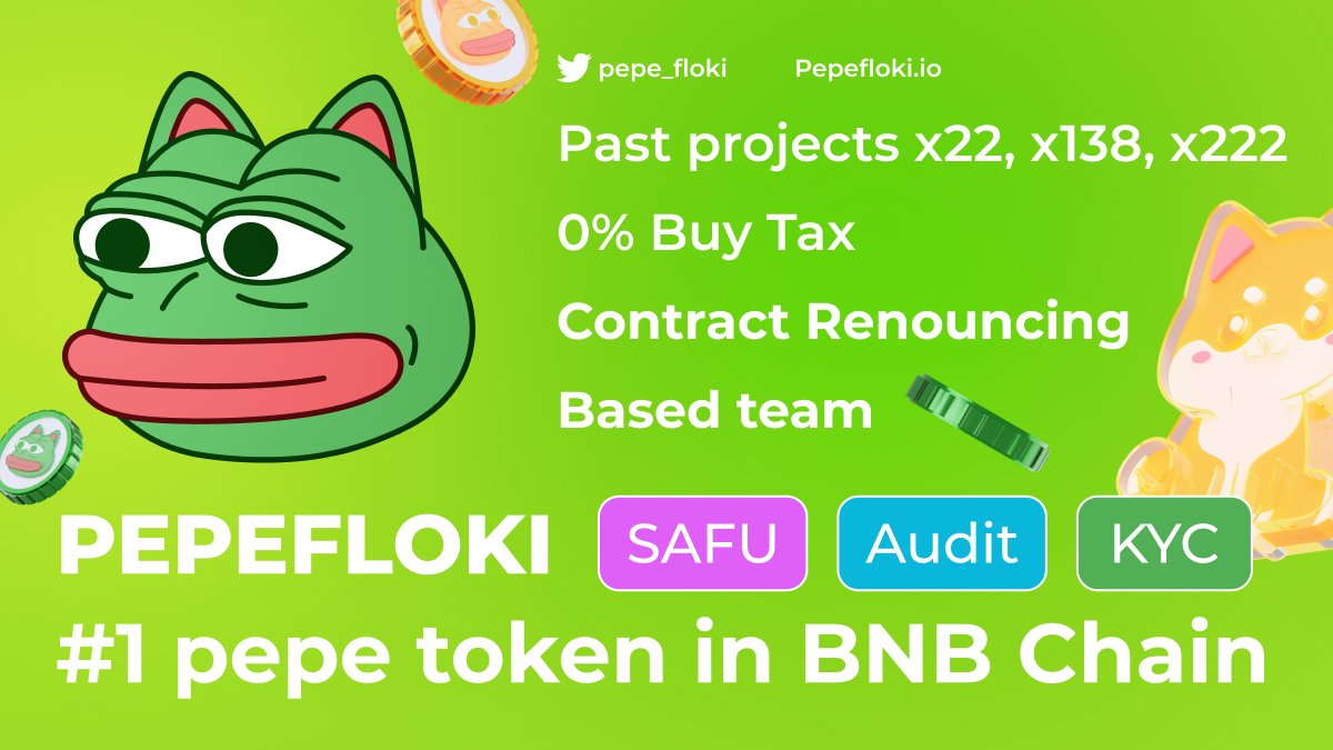 pepe_floki's tweet photo. People are debating frog vs. dog memes, but these folks mixed 'em up and made the epic @PEPEFLOKI They've delivered wild gains like x22, x137, and x222!

👇300$(50*6) RT + TAG 3Friends + Like(End 6 May)

🐸0% Buy Fee
🐶No Team Tokens
🐸Contract Renounced

https://t.co/kcU6PqA18D https://t.co/CSlQLiw42Y