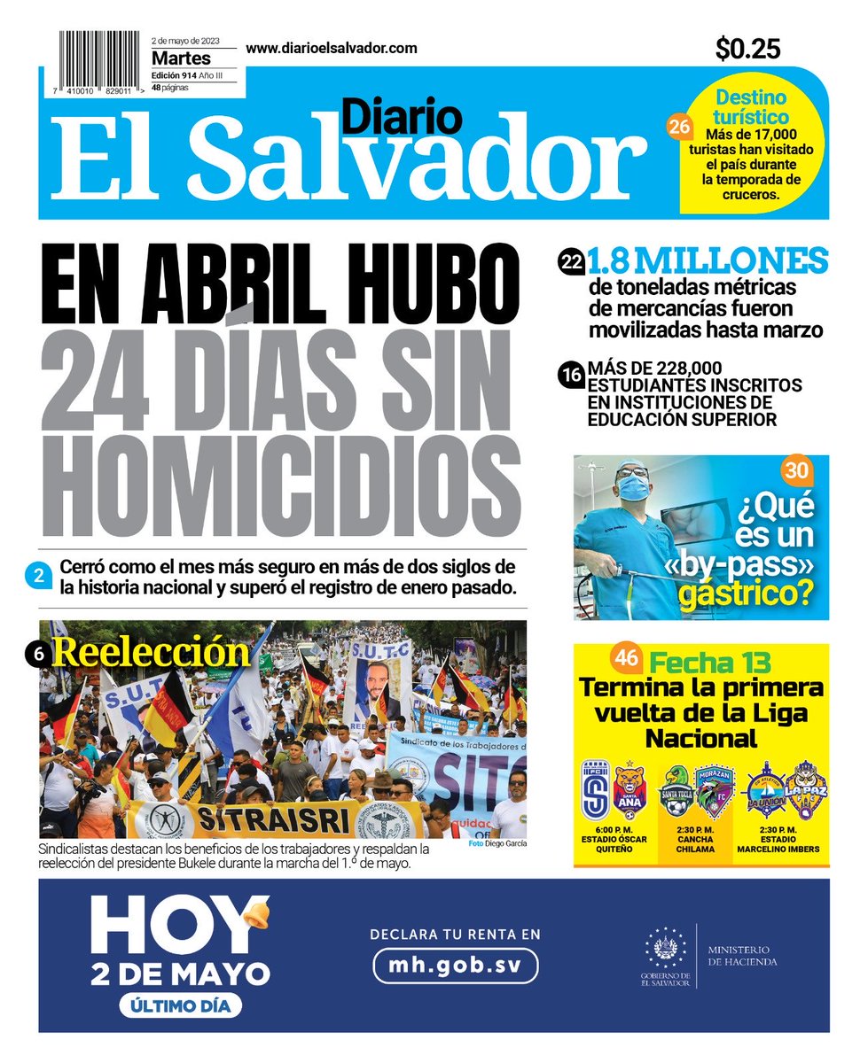 Abril mes más seguro de la historia 🇸🇻