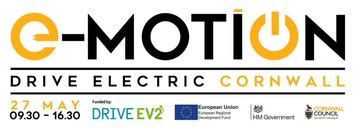 🔋🔌We are excited to host Cornwall's biggest free electric vehicle event! Make sure to Register Now!e-motioncornwall.co.uk/register

You can test drive the latest electric vehicles for FREE at E-motion Cornwall! 

E-motion is funded by the European regional development fund. #vehicle