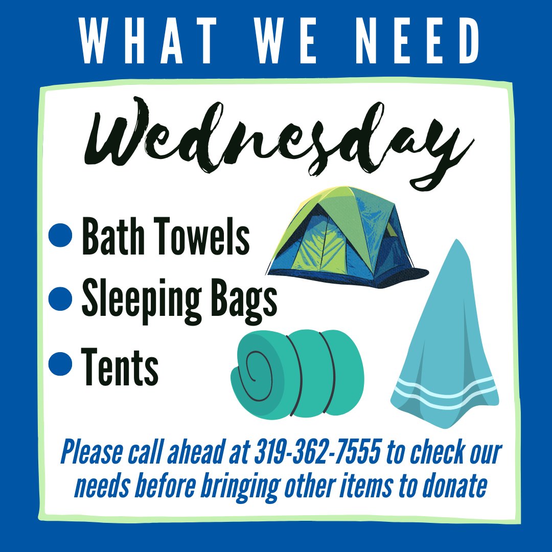 On this #WhatWeNeedWednesday we are asking for bath towels, sleeping bags, and tents. Please consider donating these items to help!
If you are interested in donating items...
💙 Check out our Weekly Wishlist on Amazon at a.co/4LiUBEs