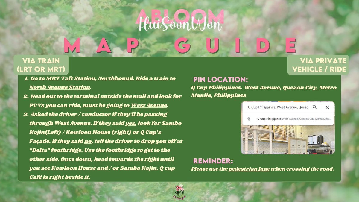 17_cups's tweet photo. Into the enchanted forest we go!๐
Here's a map guide that you may need in getting to Q Cup๐ธ
Also, take note of the following etiquettes to ensure a fairytale-like experienceโจ
#ABLOOMwithHuiSoonWon
#Going17Cups https://t.co/fgbjvE4WaX