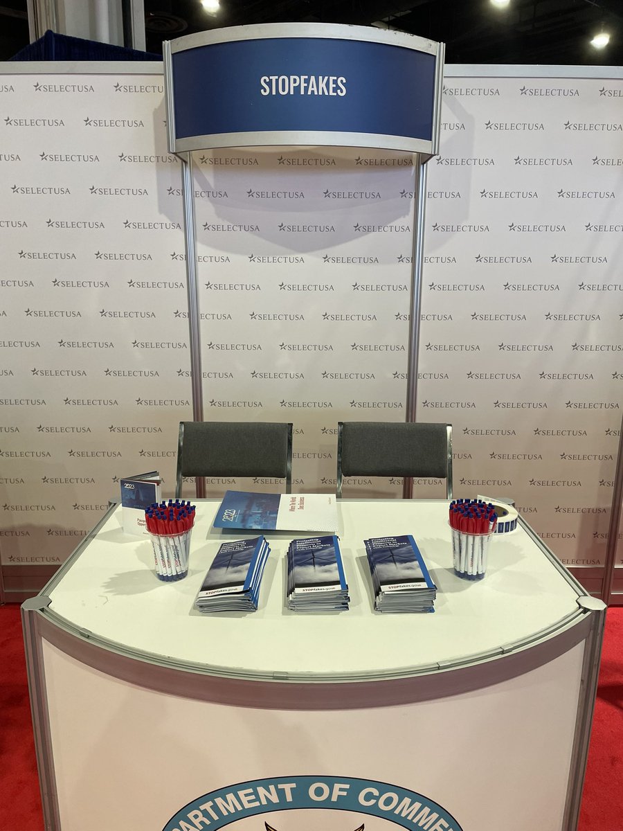 Hope to see you at our #STOPfakes booth at the #SelectUSASummit! We are in the government pavilion, booth 15. Come grab a pen and a #CleanTech brochure!