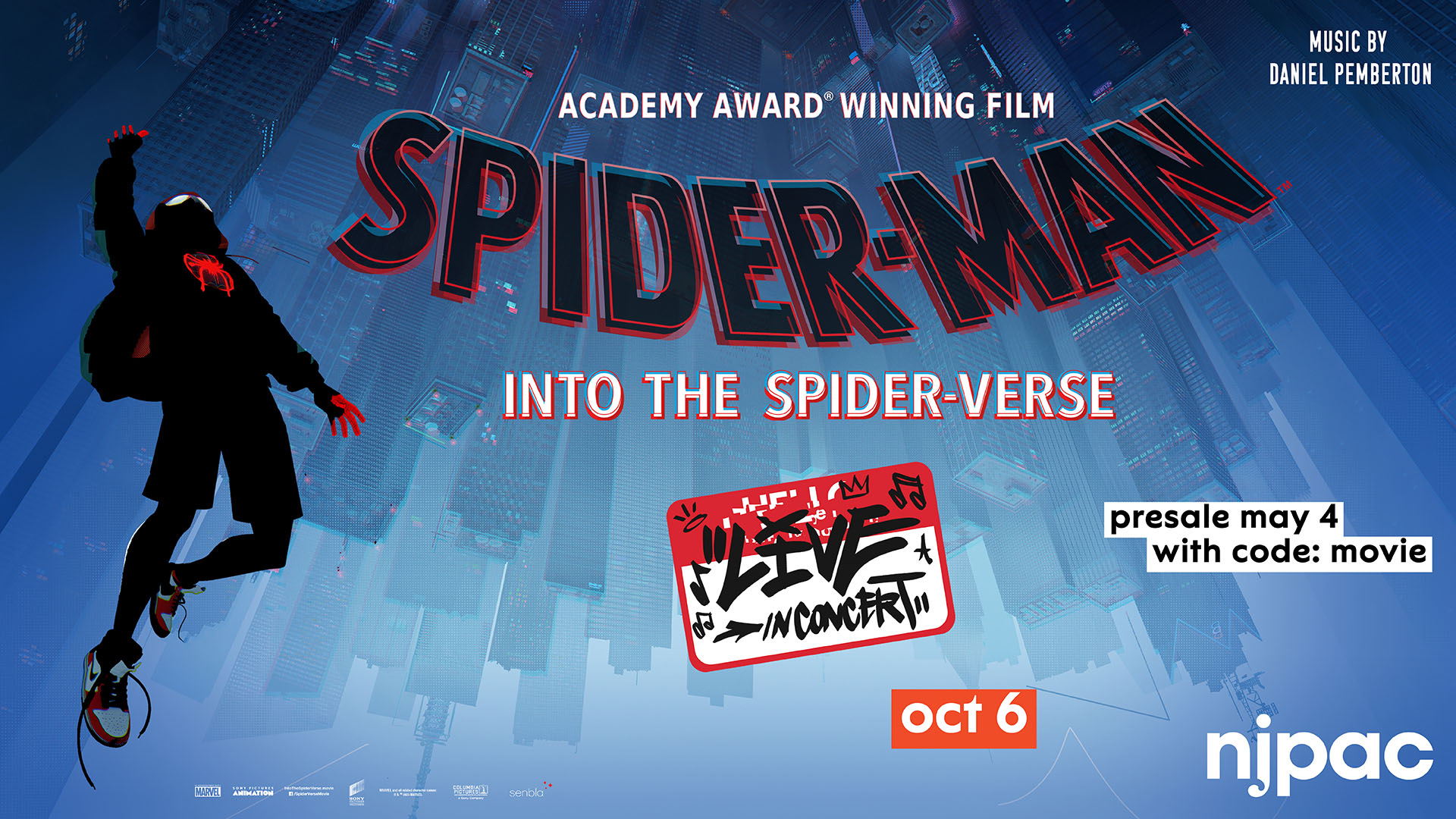 New Jersey Performing Arts Center on Twitter: "On 10/6, see Spider-Man:  Into The Spider-Verse like never before, with a full orchestra, band and DJ  performing the score live! Use presale code MOVIE