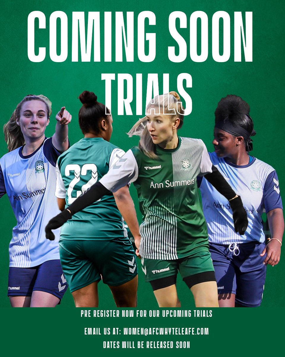 AFCWhyteleafeW's tweet image. Be part of the newest and most inform club around. 
#leafe #trials #opentrials #newteam #womensfootball #ladiesfootball #newclub #football #girlsfootball