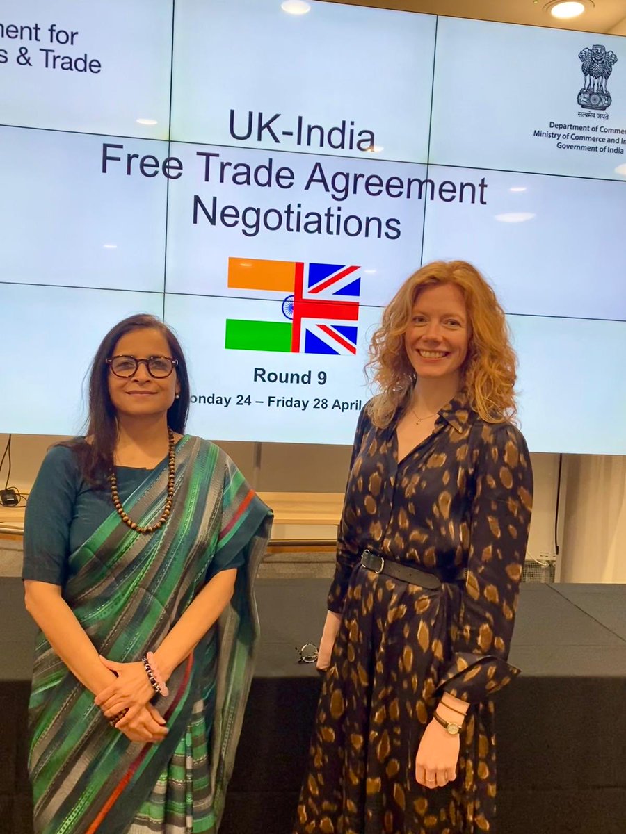 nidhimanit's tweet photo. Happy to welcome ⁦⁦@KateThornUK⁩ the new UK Chief Negotiator for India UK FTA. It’s been a pleasure working with you Kate since ETP days………looking forward to work closely with you for a win win deal for both our countries. ⁦@DoC_GoI⁩ ⁦@biztradegovuk⁩ https://t.co/uTNhIuQcnZ