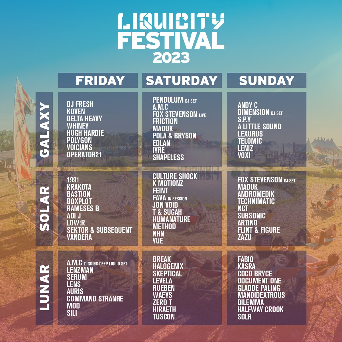 🚀🚀🚀 ✔︎ 3 days of 100% drum & bass vibes, July 21-22-23 2023 ✔︎ Weekend & single-day tickets available right now! ✔︎ Campsite access included ✔︎ Loads of extra activities More info & tickets: festival.liquicity.com