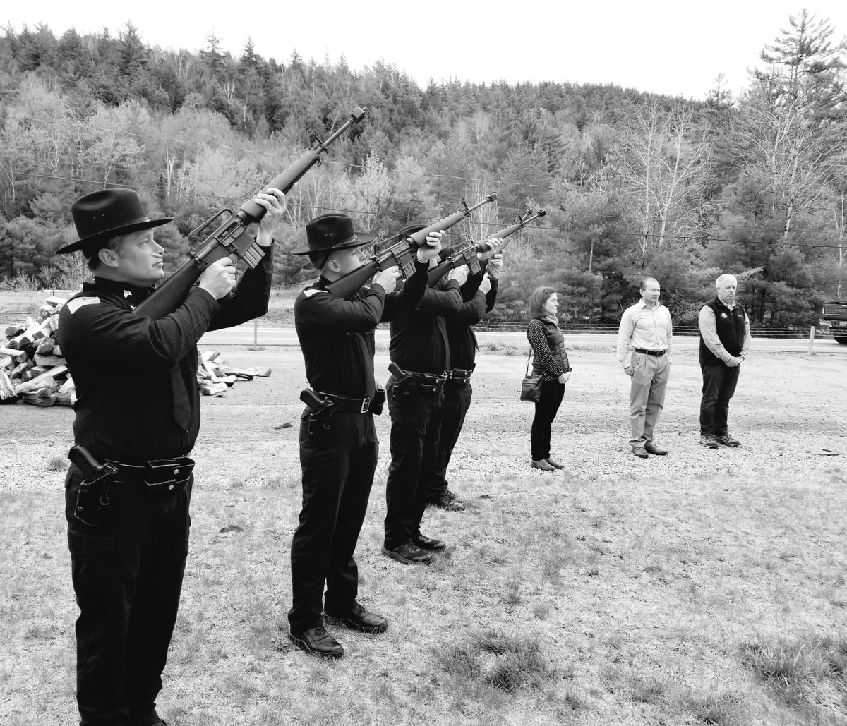 Police officers from <a href="/EssexSheriffNY/">Essex County Sheriff's Office, New York</a> performing a '21 gun salute' on April 30, 2023 at <a href="/ParadoxBrewery/">Paradox Brewery</a>  during a ceremony honoring Capt. Jack Edwards and all that the Desert Shield and Desert Storm Memorial represents.
<a href="/BrewHonor/">Capt Jack</a> <a href="/honortheservice/">Desert Shield and Desert Storm Memorial</a>