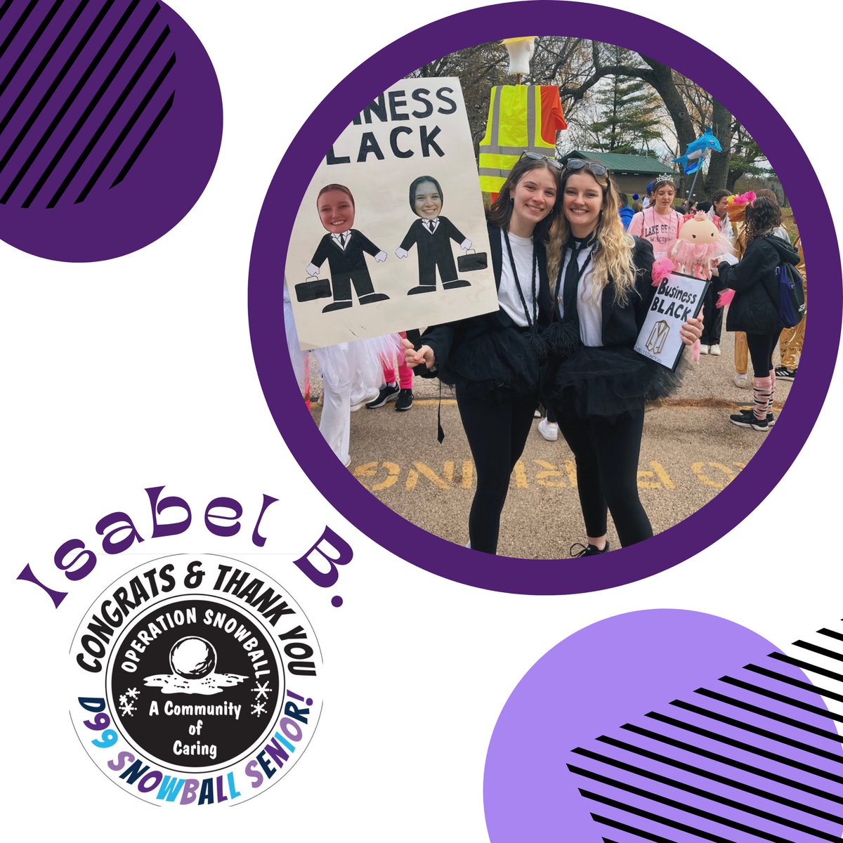 SAPatDGN's tweet photo. 2023 Senior Snowball shoutout to Isabel! Thank you for your leadership, passion, and investment in #WeAreDGN Operation Snowball!  We wish you all the best in the future! 💼🖤❄️💜🎓🙌 https://t.co/ilkGP5AUCI