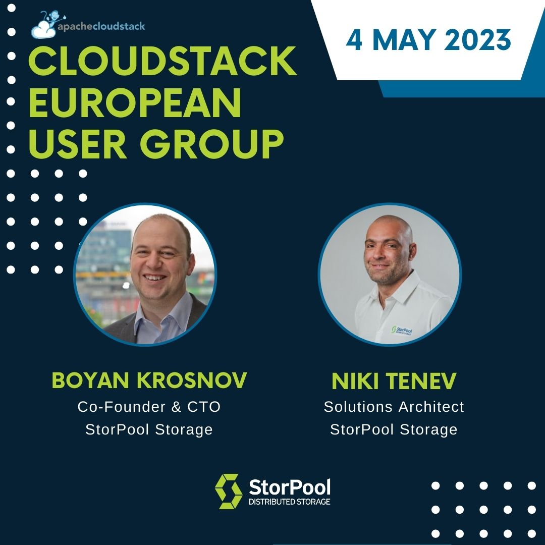 storpool's tweet photo. Don't miss this exciting event on May 4th! Reserve your spot: https://t.co/O61EZwtTUD

#CSEUG #StorPoolStorage #datastorage #storagesolutions #publiccloud #privatecloud #hybridcloud #IT #MSP #blockstorage #softwaredefinedstorage #SDS #highperformance @CloudStack https://t.co/vc3pBISKwH