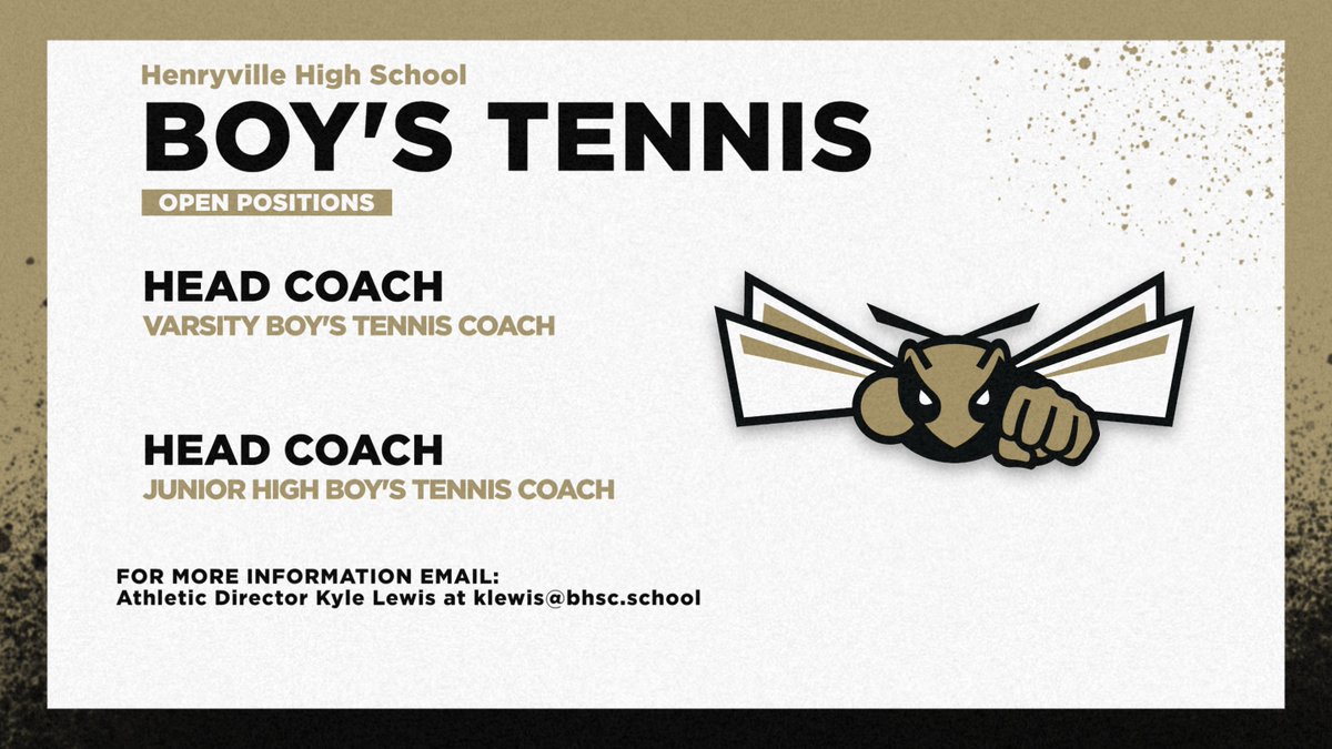 CoachCaudill_'s tweet photo. Henryville is in search of coaches for the upcoming fall tennis season.  If you are interested, or know of someone who may be interested, please have them contact Athletic Director Kyle Lewis. https://t.co/lDehJTusOQ