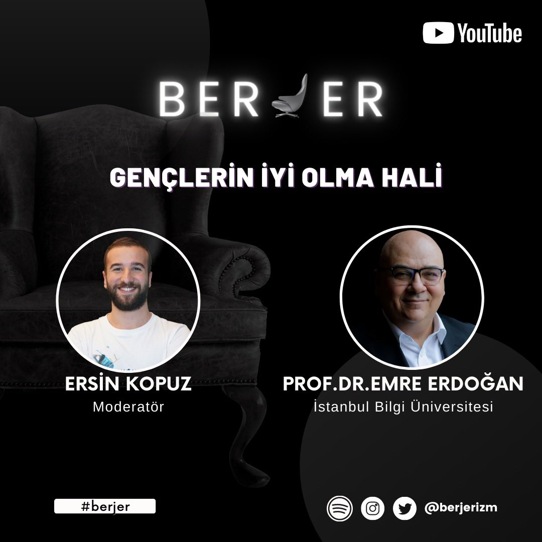 berjerizm's tweet photo. 🛋 #Berjer 

📢 Gençlerin İyi Olma Hali

Ersin Kopuz (@ersinkopuz ) moderatörlüğünde Prof. Dr. Emre Erdoğan’ın (@urbanhobbit ) konuk olduğu Berjer’de gençlerin iyi olma halini ele aldık. 

📺 https://t.co/HXx0uWa9ec https://t.co/Kk5UP3tfe5