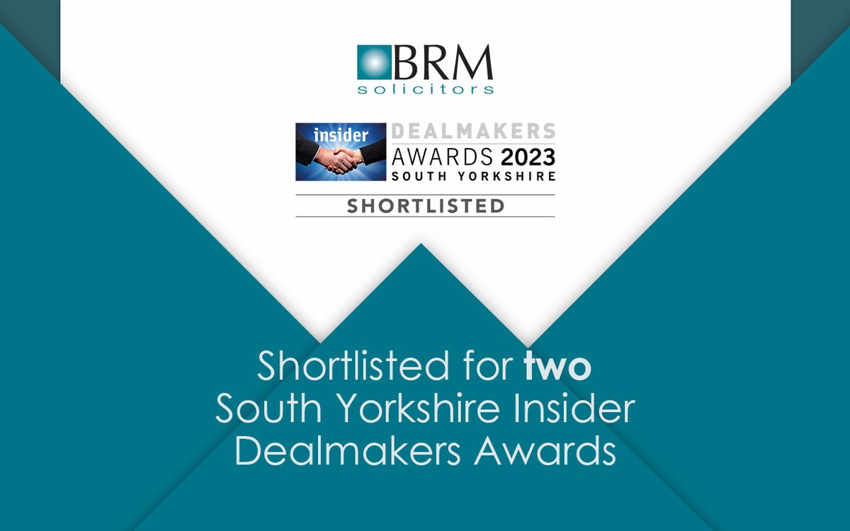 We are delighted to have been nominated in two categories at the <a href="/insideryorks/">Insider</a> Dealmakers Awards - Corporate Law Firm Of The Year &amp; Equity Deal Of The Year. Congratulations to our Corporate Team led by Sarah Rowland &amp; Trevor Bird. #southyorksdeals #sheffield