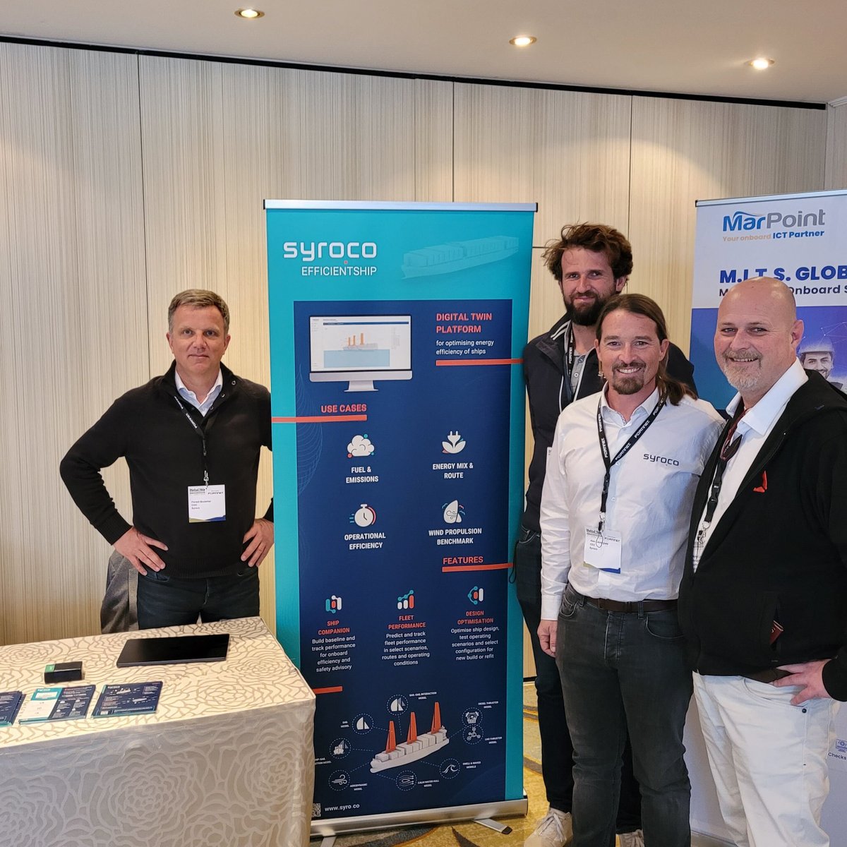 SyrocoLab's tweet photo. Great meetings at #DigitalShip forum in Athens as conference partner. Excited to see you at #WindForGoods in Saint-Nazaire on June 1-2 on our #EfficientShip stand. 👋
#maritime #decarbonation https://t.co/VvKsEFj1Ln
