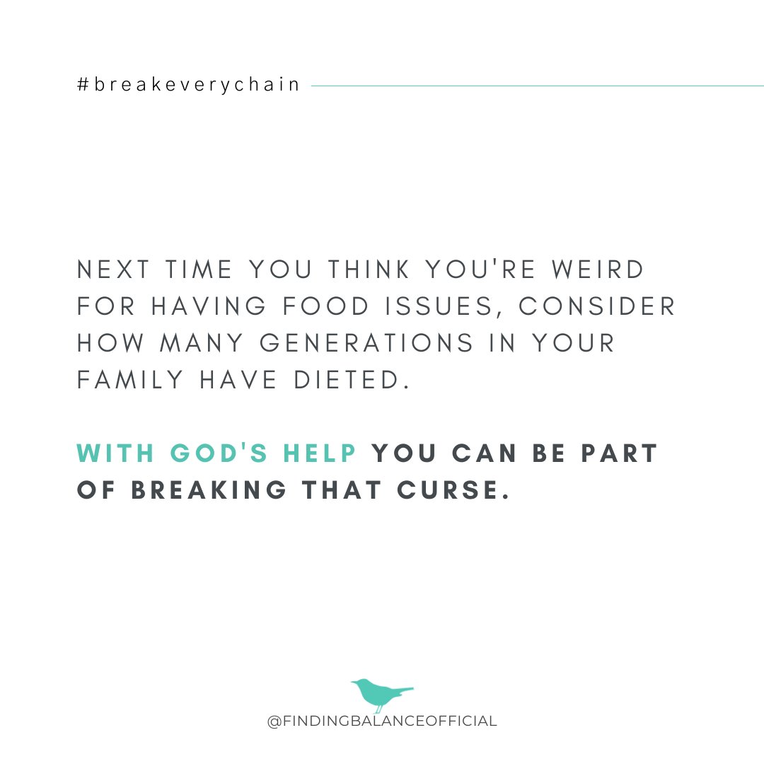 We've hosted countless support groups and when we say to participants, "raise your hand if anyone in your family had food issues," almost every hand goes up. 

How many generations back do food issues go in your family? And what can you do/are you doing to break that chain for th