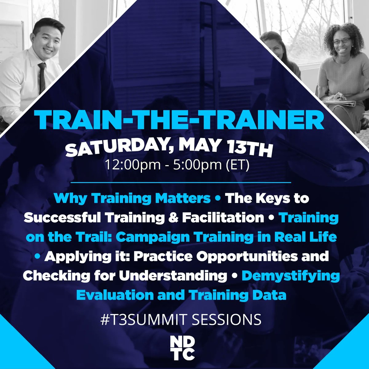 TrainDems's tweet photo. We Train. You Win. 

That's our mantra here at NDTC, so take it from us when we say that effective campaign training sets Dems up for success. 

That's why we created the #T3Summit! Learn more about the T3 sessions &amp; grab your spot before it's too late: https://t.co/vVd7wpqRxv https://t.co/Km11NuNeCP