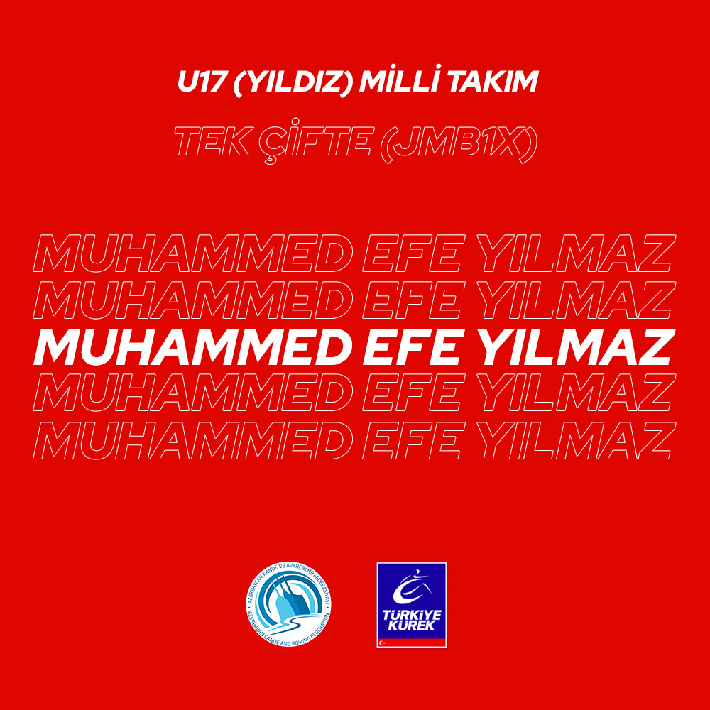 TurkiyeKurek's tweet photo. 2023 Azerbaycan Cumhurbaşkanlığı Kupası
#PrezidentKuboku2023

#KürekMilliTakımı
U17 (Yıldız)

Muhammed Efe Yılmaz
Tek Çifte (JMB1X)

Emir Şenpolat / Mustafa Efe Kınalı
İki Çifte (JMB1X)

📆4-7 Mayıs 2023
📍Mingeçevir/Azerbaycan

#TürkiyeKürek https://t.co/CaI8pctRr1