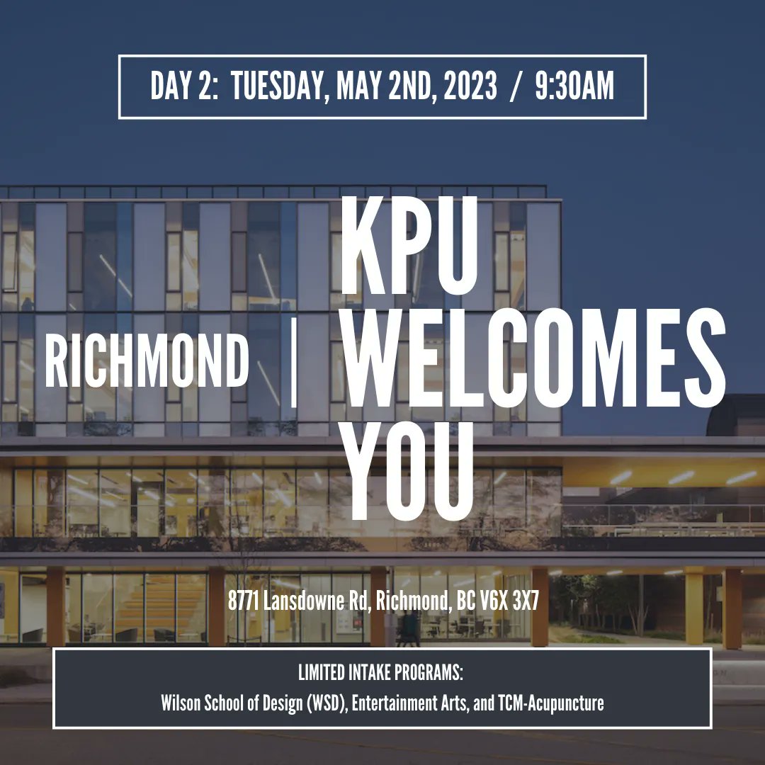 KPUorientation's tweet photo. Onto Day 2 of KPU Welcomes You - Summer 2023! See you in Richmond! https://t.co/oQEkR35QA1