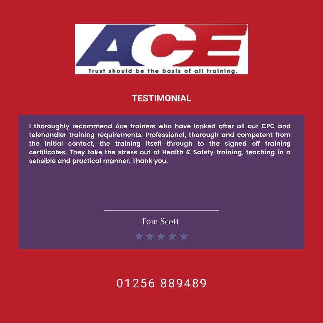 AceTrainers's tweet image. Another day, another amazing review!

Thank You!

#acetrainers #worktraining #training #trainers #trainingcourses #courses #materialhandling #plantequipment #healthandsafety #healthandsafetytraining #instructortraining #vehicletraining #trucktraining