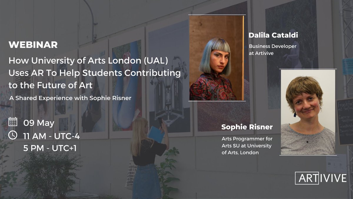 ArtiviveApp's tweet photo. Join Artivive expert Dalila Cataldi and University of the Arts London´s Sophie Risner for a #webinar, where you will be able to discover the potential of using #Artivive in education! 🎓
📌 May 9th, 5 PM CET
More info: https://t.co/JHARJk0VXa https://t.co/tTU1wIlitH