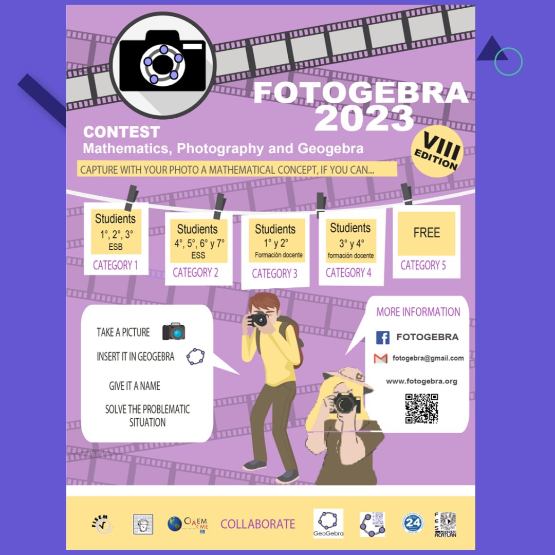 📣 Calling all students and teachers around the world! 🌎 Join the FotoGebra Contest and discover the beauty of mathematics through photography 📸🧮. Register now for free! 🔜💻 geogebra.org/m/waybn98t?utm…
