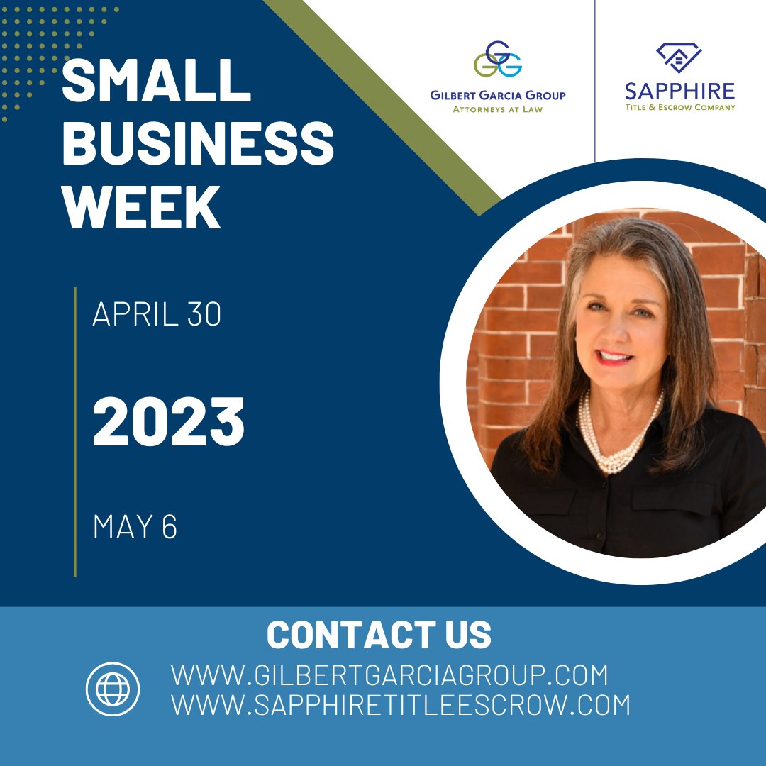 SapphireTitle's tweet photo. Gilbert Garcia Group and their subsidiary Sapphire Title &amp; Escrow Company, welcome you to celebrate Small Business Week.  Learn more about small business week here: https://t.co/WZO5y8Zpd9
#SoloSmallFirm #tampatitlecompany https://t.co/av6bRAA4LI