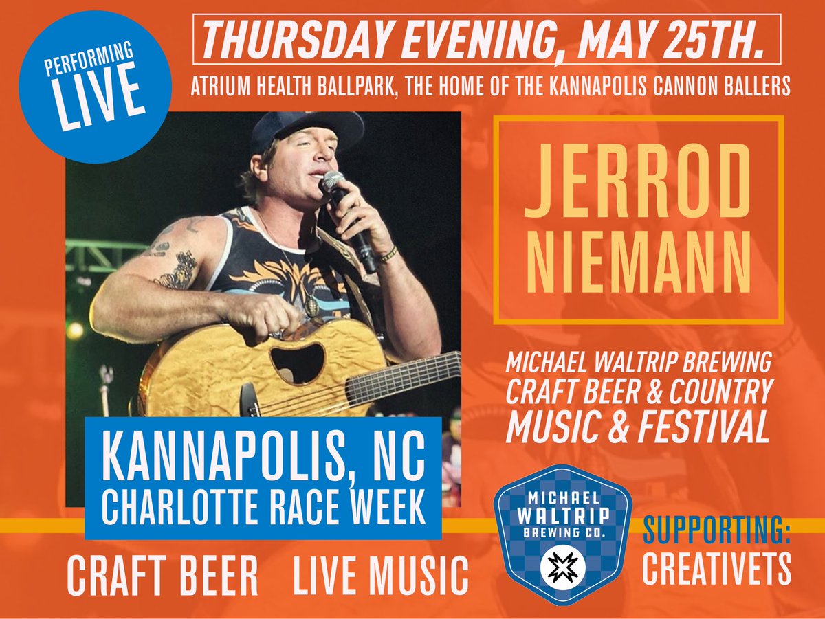 Join @MW55 along with @jrodfromoz and @loveandtheft during Charlotte @NASCAR Race Week! We’ll be at the @Kcannonballers Atrium Health Ballpark in Kannapolis, NC on May 25th! 

Get your tickets 🎟️ here: ticketreturn.com/TRMobile/#/tic…

#jerrodniemann #michaelwaltrip #loveandtheft #music