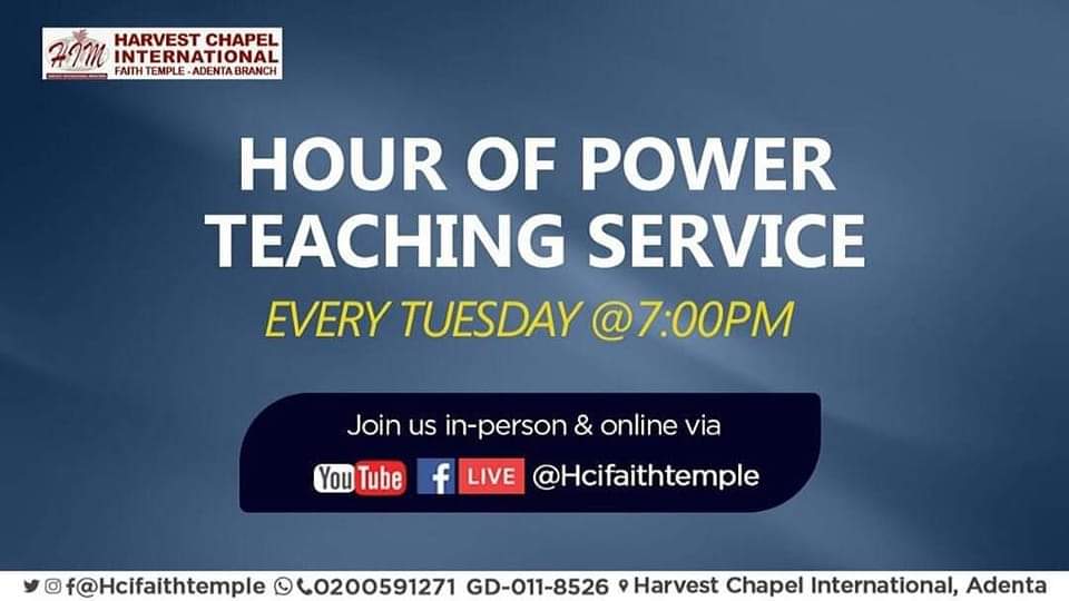 Looking to grow in God?
Join us this and every Tuesday for Hour of Power Teaching Service. It's purely a worship & Teaching Service. 

⏲️: 7:00pm - 8:30pm.

#HarvestIsHome #Hcifaithtemple #spiritualemphasisseason #tuesdaymotivation