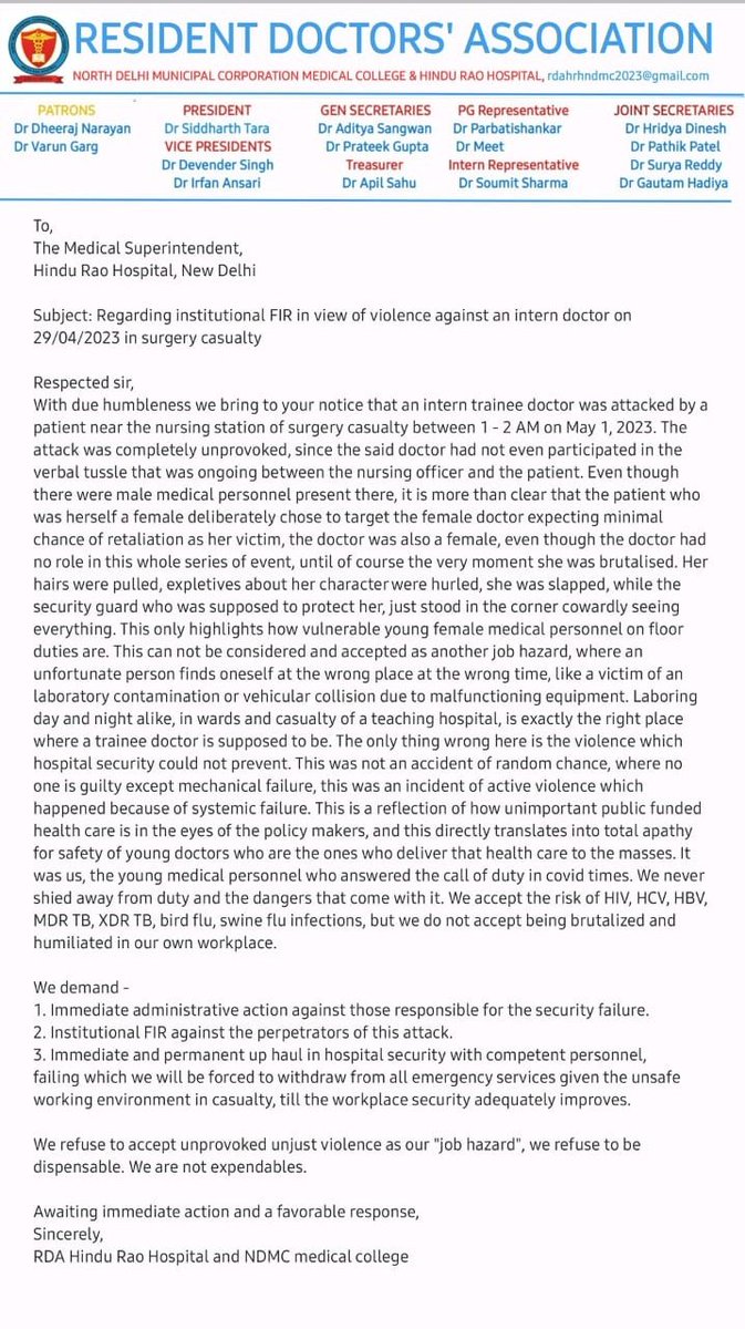 Indian Doctor🇮🇳 (@indian__doctor) on Twitter photo Brutal attack on female Intern Doctor
Her hair pulled,&slapped by miscreants!
This is really shame that No female Doctor safe on her workplace in Capital of India!
How can anyone send their sister to distant village area?
<a href="/PMOIndia/">PMO India</a> <a href="/narendramodi/">Narendra Modi</a> <a href="/ArvindKejriwal/">Arvind Kejriwal</a> <a href="/mansukhmandviya/">Dr Mansukh Mandaviya</a> Brutal attack on female Intern Doctor
Her hair pulled,&slapped by miscreants!
This is really shame that No female Doctor safe on her workplace in Capital of India!
How can anyone send their sister to distant village area?
<a href="/PMOIndia/">PMO India</a> <a href="/narendramodi/">Narendra Modi</a> <a href="/ArvindKejriwal/">Arvind Kejriwal</a> <a href="/mansukhmandviya/">Dr Mansukh Mandaviya</a>