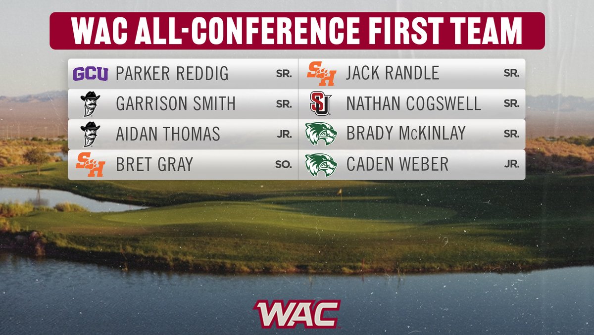 UAConference's tweet photo. ⛳️ 𝐀𝐋𝐋-𝐂𝐎𝐍𝐅𝐄𝐑𝐄𝐍𝐂𝐄 𝐅𝐈𝐑𝐒𝐓 𝐓𝐄𝐀𝐌 
#WACgolf
(decided by formula involving Golfstat/Golfweek rankings, adjusted scoring and WAC Championship finish) https://t.co/oezpTJveZf