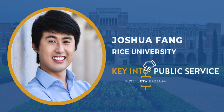 PhiBetaKappa's tweet photo. Meet Joshua Fang, selected to receive the #PBKPublicService Scholarship. Joshua is a student at @RiceUniversity majoring in #Mathematical Economic Analysis and #SocialPolicy Analysis with a minor in #DataScience: https://t.co/Yq9rlvEIhK https://t.co/EfOexHx4hH