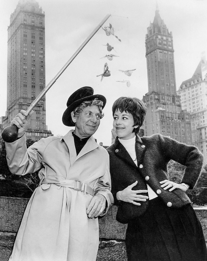 Happy 90th Birthday to Carol Burnett! Here she is with Harpo Marx in 1961 