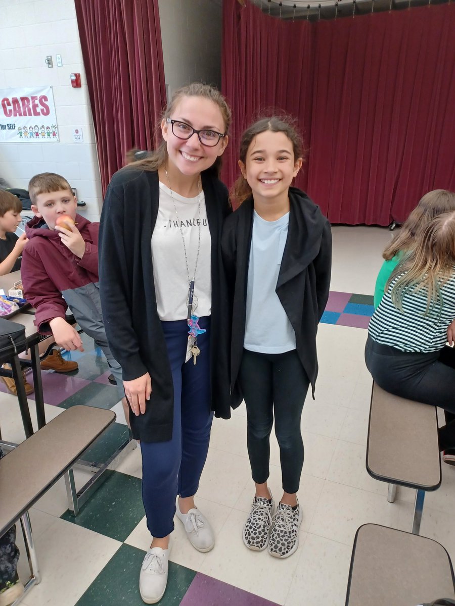 Gabriella rocked dress like your teacher day. Don't mind us while we're out here #twinning. #TeacherAppreciationWeek2023 #dresslikeateacher #4thgrade #theCrestwoodway #room215