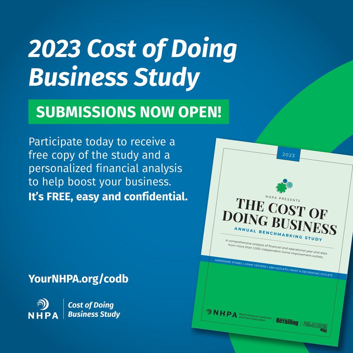 NHPA’s 2023 Cost of Doing Business Study is now open for participation! Submit your information by June 30 to get a free copy of the study. Visit YourNHPA.org/codb. It’s free, easy and confidential!