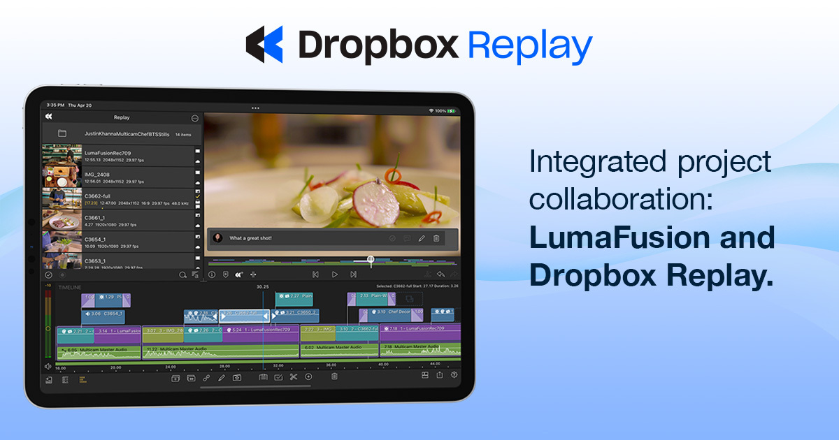 LumaTouch's tweet photo. Save time and avoid editing miscommunications on future video collaborations with @Dropbox Replay and LumaFusion.   

https://t.co/DBI83Gyot2  

#LumaFusion #DropboxReplay #ProVideo #EditingApps https://t.co/Ohr8uZxSAq