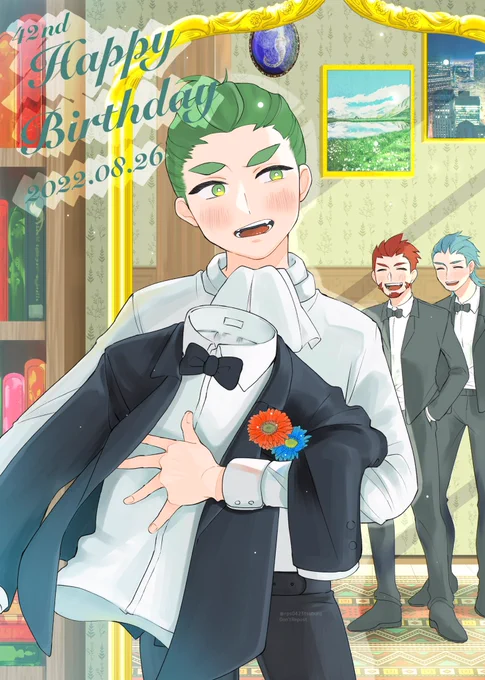 去年のおついちさん誕生日から洋イメージで描いてたのが一周した!次のおつさんからは和にする
