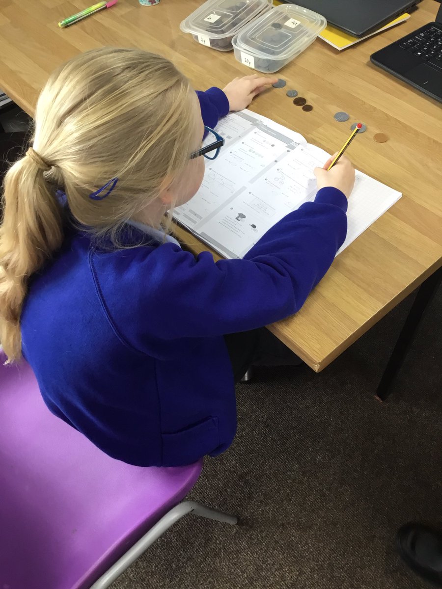 LeysFarm's tweet photo. Class 4W calculating with money this morning using the CPA approach. Lots of engagement with today’s tasks. #LFJSMaths @WhiteRoseEd https://t.co/U4IDs6g8Kn