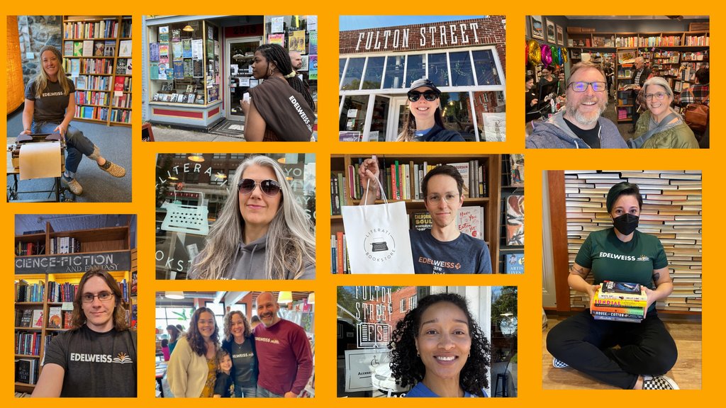 This past Saturday was #IndependentBookStoreDay! Edelweiss employees celebrated by visiting their local indie bookstores across the country. Where did you celebrate Indie Bookstore Day? 📚️