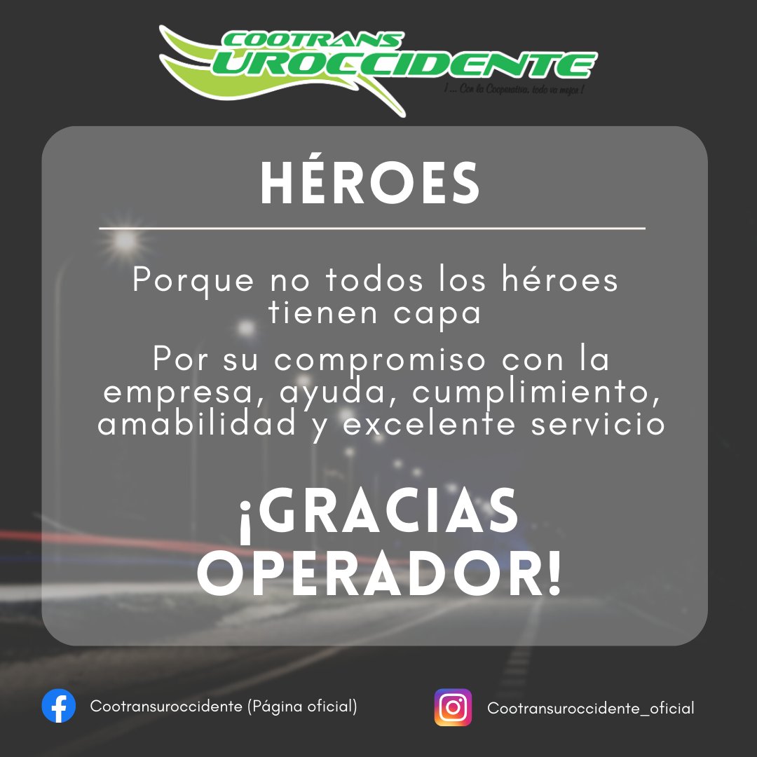 Gracias por ser nuestros Héroes🌴💚
.
.

#UnidosPorLaVida #apartadoantioquia #Urabá #encomiendas #seguro #transporte #Cootransuroccidente #envios #Unidos #MinisterioDeTransporte #gobernaciondeAntioquia #equipaje #viaje #heroes #operadores