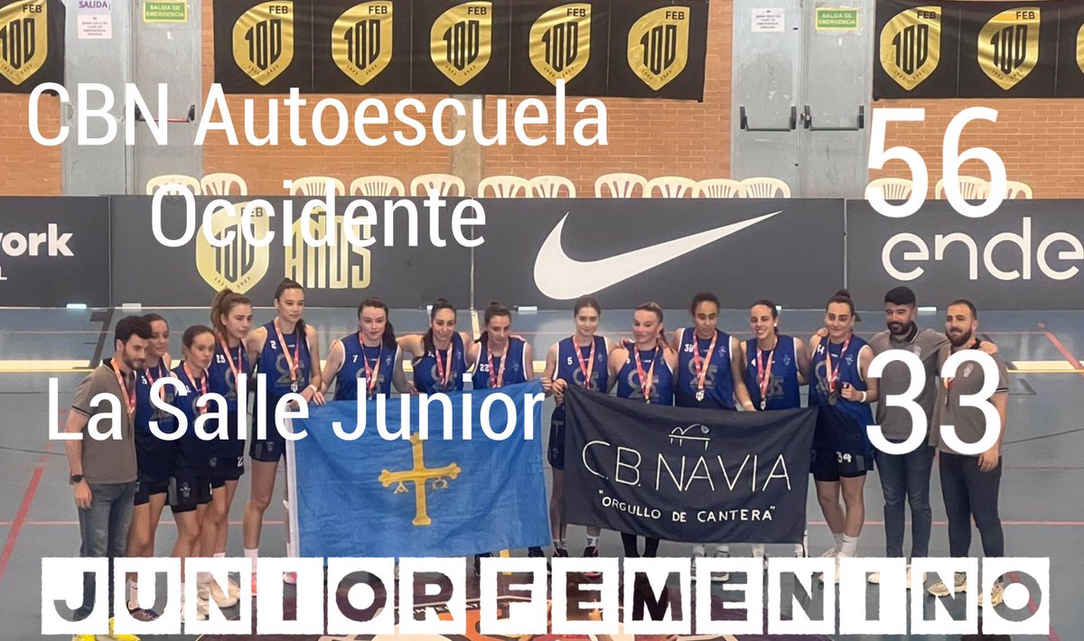 CBNavia's tweet photo. #Resultado #JuniorFem #CptoEspaña #FEBJuniorF2023 #OrgullodeCantera #AutoescuelaOccidente @ClubSalle https://t.co/P7xG2LSPL4