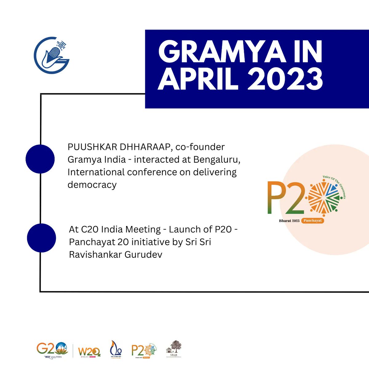 GramyaIndia's tweet photo. Glimpses of an exciting month which passed by...April

@rimjhimgour
@puushkardhharaap

#Gramya #aprildiaries #CommunityRadio #Grassrootradioapp #GramPanchyat #digitalindia #G20 #W20 #C20 #P20 #vasudhaivakutumbakam #oneearthonefamilyonefuture #ekbharatshreshthbharat #India #bharat https://t.co/rrw7iSAnkM
